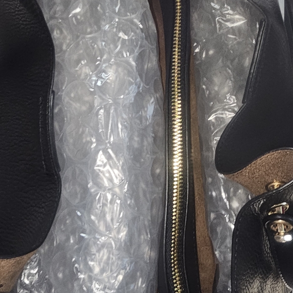 NWT‎ Black Vegan Leather Tote Bag- Satchel Carryon Handbag Office Work - Picture 8 of 14